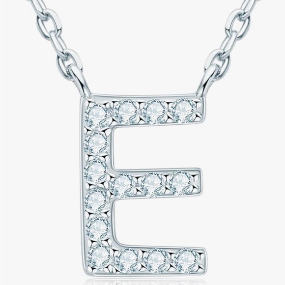 Diamond Moissanite Pave Initial “E” Letter Dainty Chain Adjustable Necklace - Picture 1 of 7
